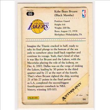Kobe Bryant 2012 Panini Anthology #66 Card