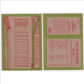  1985 Topps Don Mattingly #665 + Mike Schmidt #714 Card Pair