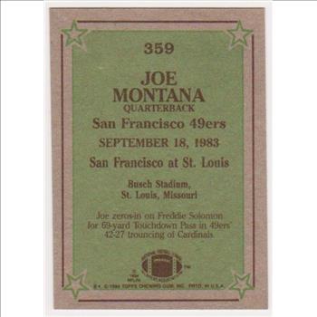 1984 Topps Joe Montana #359 Card - HOF'er