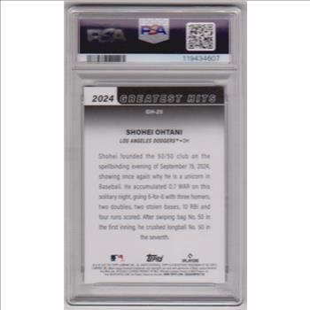 Graded PSA Mint 9 - Shohei Ohtani 2025 Topps 2024 Greatest Hits #GH-25 Insert Card