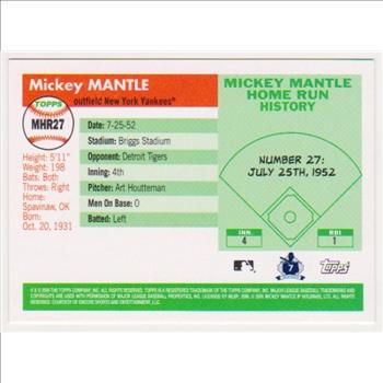 Mickey Mantle '55 Topps Style HR #27 2006 Topps #MHR27 Insert Card
