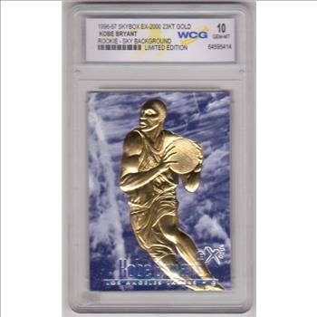 Rookie Graded Gem Mint 10 - Kobe Bryant 1996-97 Skybox EX-2000 Sky Background 23 Kt Gold Card