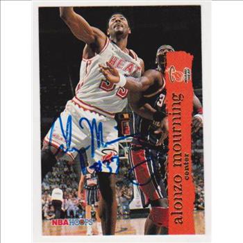 Signed - Alonzo Mourning 1995 NBA Hoops Card - Autograph with COA