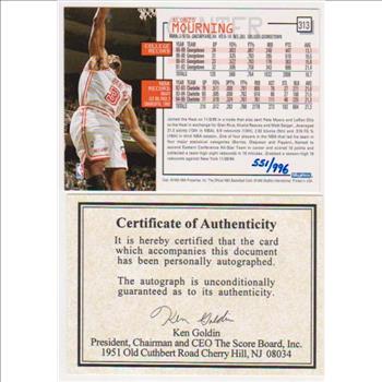 Signed - Alonzo Mourning 1995 NBA Hoops Card - Autograph with COA