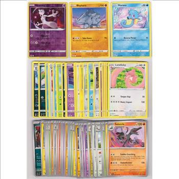 50 Different Pokemon Trading Cards w/ Mewtwo REVERSE HOLO + More