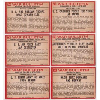 6 Different 1965 PCGC World War II Trading Cards - Nice Lot