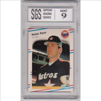 Graded Mint 9 - Nolan Ryan 1988 Fleer #455 Card