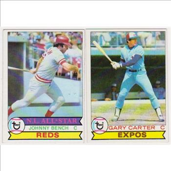 1979 Topps Johnny Bench #200 + Gary Carter #520 Card Pair - HOF'ers