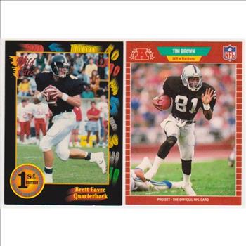 1991 Wild Card Brett Favre #119 + 1989 Pro Set Tim Brown #183 Rookie Card Pair