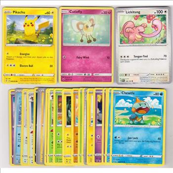 25 Different Pokemon Trading Cards w/ Pikachu + More