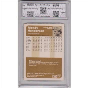 Graded Sigma Mint 9  - Rickey Henderson 1983 Fleer #519 Card