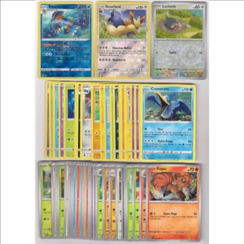 50 Different Pokemon Trading Cards w/ 3 REVERSE HOLOS + More
