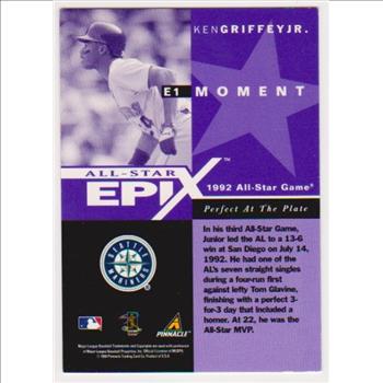 Ken Griffey, Jr. 1998 Pinnacle Epix Purple All-Star Moment #E1 Insert Card