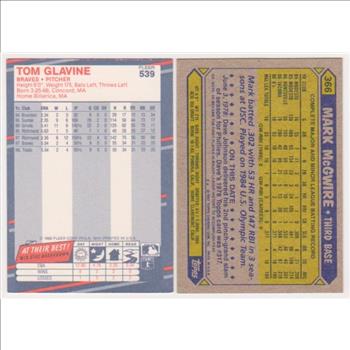 Rookies - Mark McGwire 1987 Topps + Tom Glavine 1988 Fleer Rookie Pair