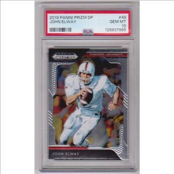 Graded PSA Gem Mint 10 - John Elway 2019 Panini Prizm Draft Picks #49 Card