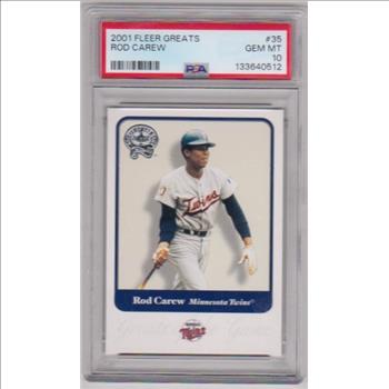 Graded PSA Gem Mint 10 - Rod Carew 2001 Fleer Greats #35 Card