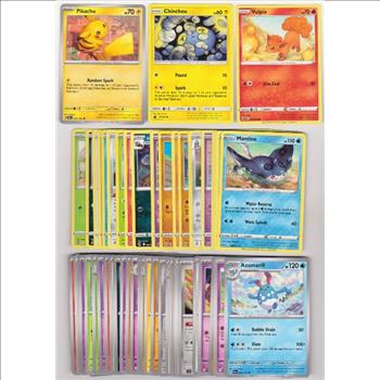 50 Different Pokemon Trading Cards w/ Pikachu + More