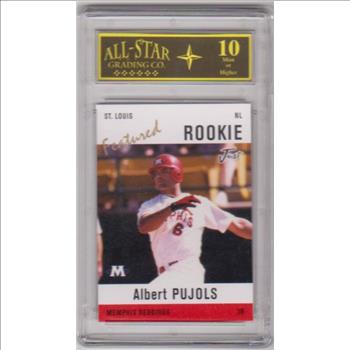 Graded 10 - Albert Pujols 2004 Just Minors #AP5 Memphis Redbirds Minor League Card