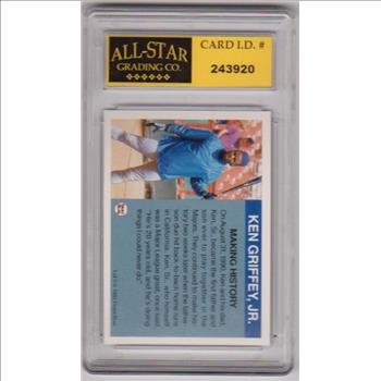 Graded 9 - Ken Griffey, Jr. 1992 Front Row Hologram #1 of 3 Card