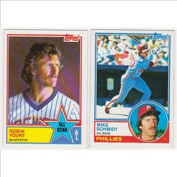 1983 Topps Robin Yount #389 + Mike Schmidt #300 Card Pair