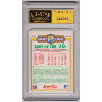Graded 8 - Mike Schmidt 1986 Sportflics Decade Greats #55 Card