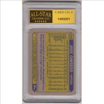 Graded 9 - Jose Canseco 1987 Topps All-Star Rookie #620 Card