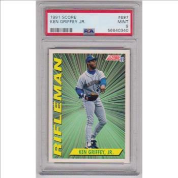 Graded PSA Mint 9 - Ken Griffey, Jr. 1991 Score Rifleman #697 Card