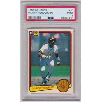 Graded PSA Mint 9 - Rickey Henderson 1983 Donruss #35 Card