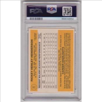 Graded PSA Mint 9 - Rickey Henderson 1983 Donruss #35 Card