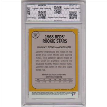 Graded Sigma Mint 8.5  - Johnny Bench 2006 Topps Rookie Of The Week #16 Card