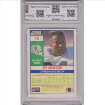 Graded Sigma Mint 9  - Bo Jackson 1990 Score Football #10 Card