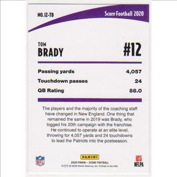 Tom Brady 2020 Score In The Zone #IZ-TB Insert Card