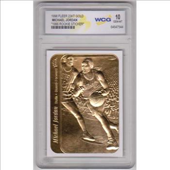 Graded Gem Mint 10 - Michael Jordan 1998 Fleer '86 Rookie Sticker 23 Kt Gold Card