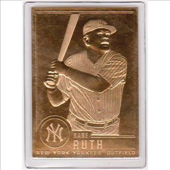 22 Kt Gold Babe Ruth 1996 Danbury Mint Gold Card - HOF'er