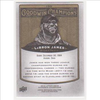 Lebron James 2019 Upper Deck Goodwin Champions #100 Card