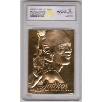 Graded Gem Mint 10 - Michael Jordan 1996-97 Fleer Flair Showcase 23 Kt Gold Card