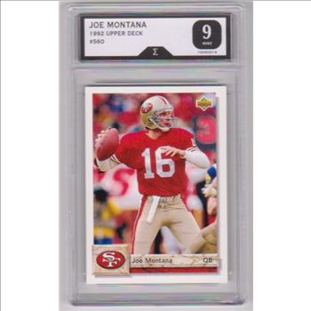 Graded Sigma Mint 9 - Joe Montana 1992 Upper Deck #560 Card