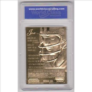 Graded Gem Mint 10 - Joe Namath 1997 Bleachers 23 Kt Gold Card