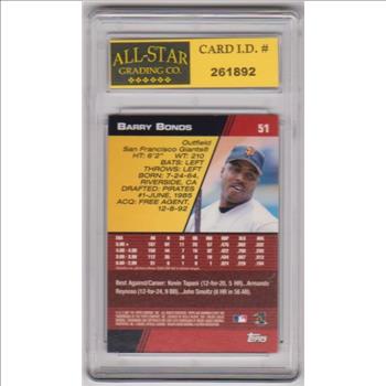 Graded 10 - Barry Bonds 2001 Bowman's Best #51 Card