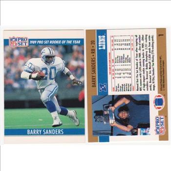 Barry Sanders 1990 Pro Set White Border Double Front Error + Blank Front Error Card Pair