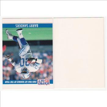 Barry Sanders 1990 Pro Set White Border Double Front Error + Blank Front Error Card Pair