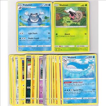 25 Different Pokemon Trading Cards w/ Poliwhirl + More