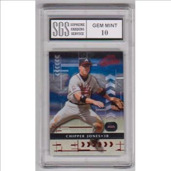 Graded Gem Mint 10 - Chipper Jones 2001 Playoff Absolute #4 Card