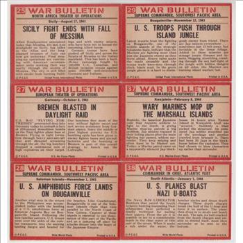 6 Different 1965 PCGC World War II Trading Cards - Nice Lot