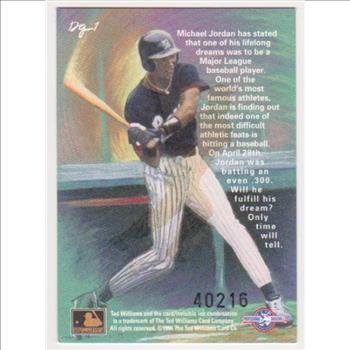 Michael Jordan Baseball Rookie - 1994 Ted Williams Company Gardiner Collection #DG-1