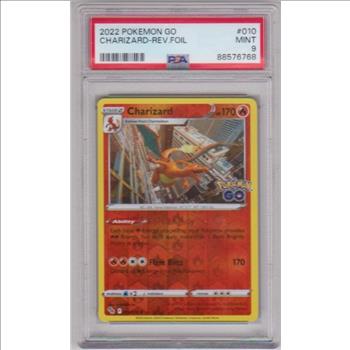 Graded PSA Mint 9 - Charizard 2022 Pokemon Go REVERSE HOLO #010/078 Card
