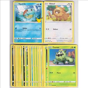 25 Different Pokemon Trading Cards w/ Squirtle + More