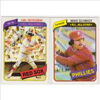 1980 Topps Carl Yastrzemski #720 + Mike Schmidt #270 Card Pair