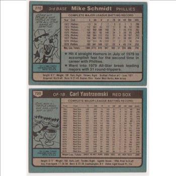 1980 Topps Carl Yastrzemski #720 + Mike Schmidt #270 Card Pair