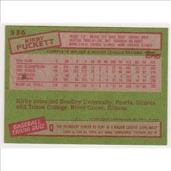 1985 Topps Kirby Puckett #536 Rookie Card